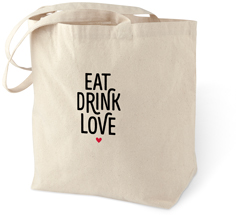 eat drink love cotton tote bag