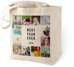 best year collage cotton tote bag