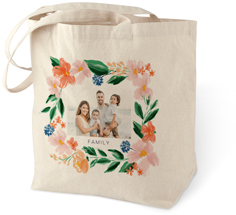soft floral frame cotton tote bag