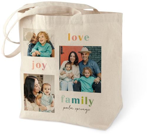 Love Joy Family Cotton Tote Bag, Pink