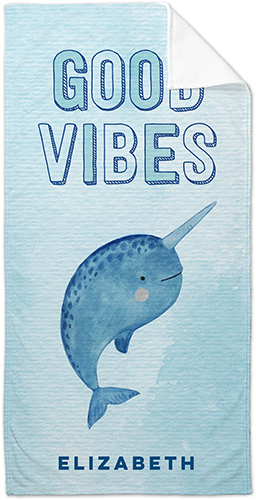Emoji Narwhal Towel, Blue