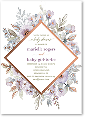 Purple baby hot sale shower invitations