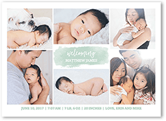 Brushed Grid Boy Birth Announcement