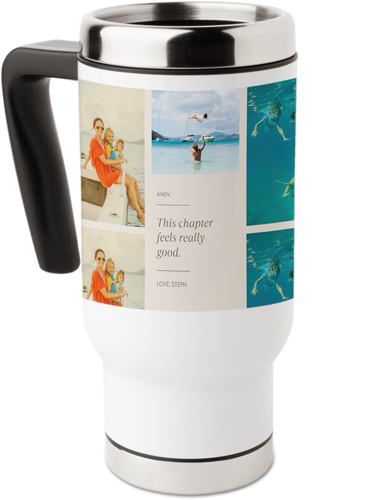 Photo Reel Collage Travel Mug with Handle, 17oz, Beige