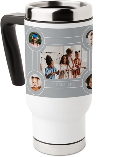 Vintage Family Tree Travel Mug with Handle, 17oz, Gray, silver