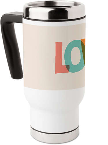 Love Block Letters Travel Mug with Handle, 17oz, Multicolor