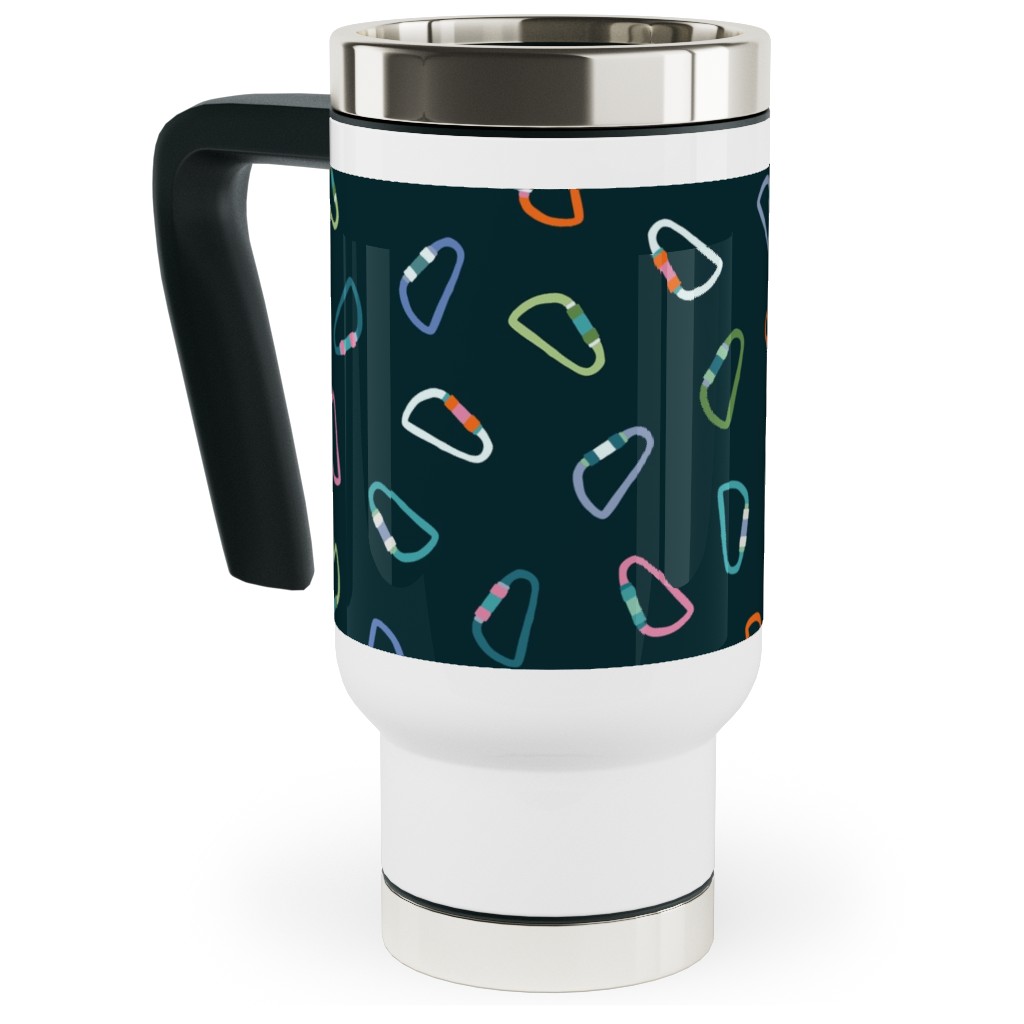 Carabiner Rock Climbing - Multi Travel Mug with Handle, 17oz, Multicolor
