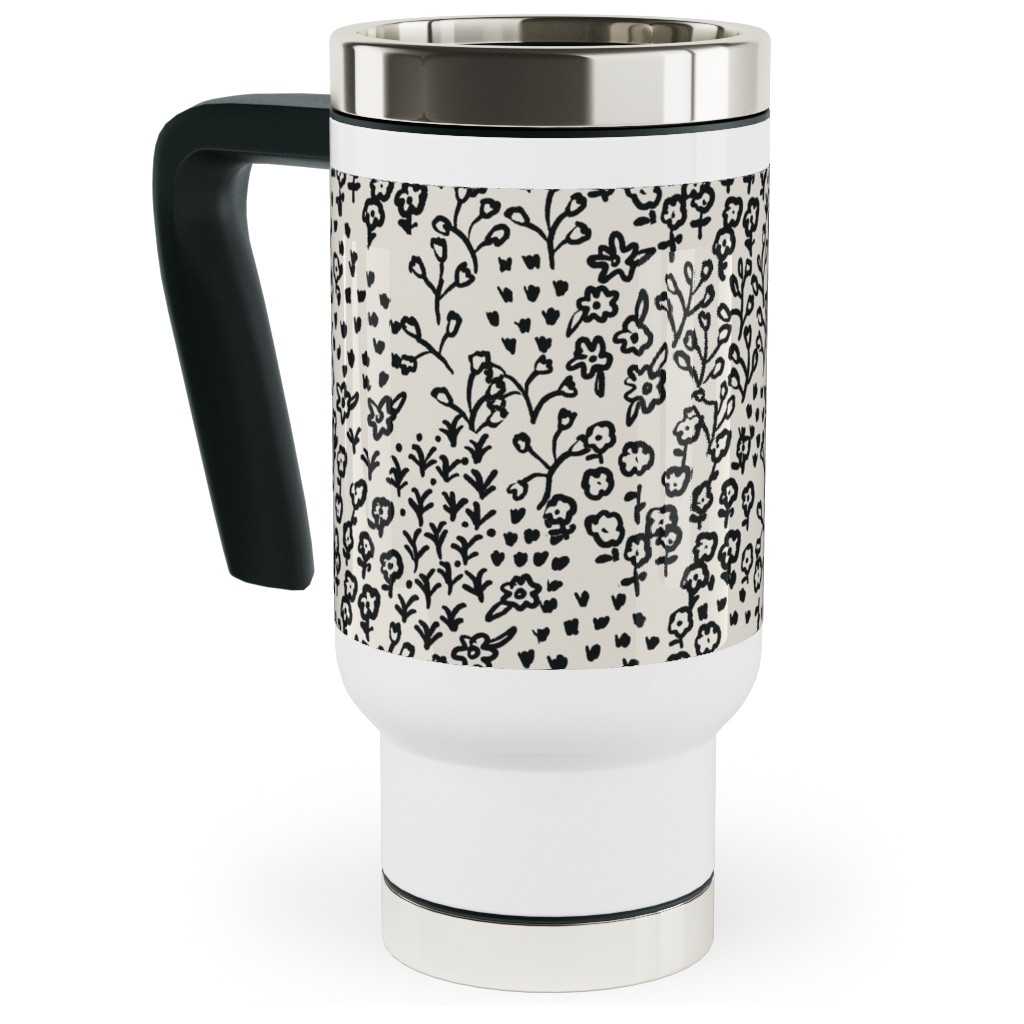 La Ville Meadow - Black Travel Mug with Handle, 17oz, Black