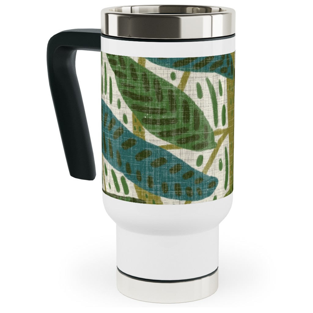 Jungle Foliage - Green Travel Mug with Handle, 17oz, Green, Classic Green