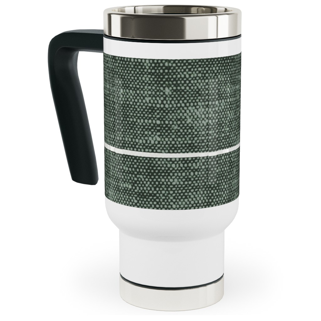 Farmhouse Stripes - Restoration Green Travel Mug with Handle, 17oz, Green, Classic Green