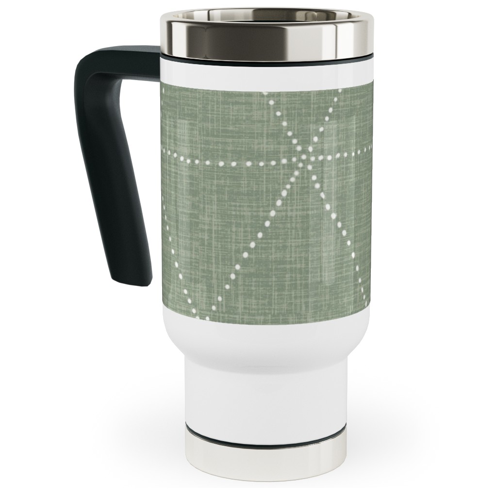 Boho Triangles - Sage Travel Mug with Handle, 17oz, Green, Classic Green