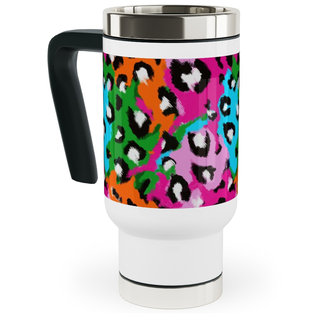 Leopard Print - Multi Travel Mug with Handle, 17oz, Multicolor