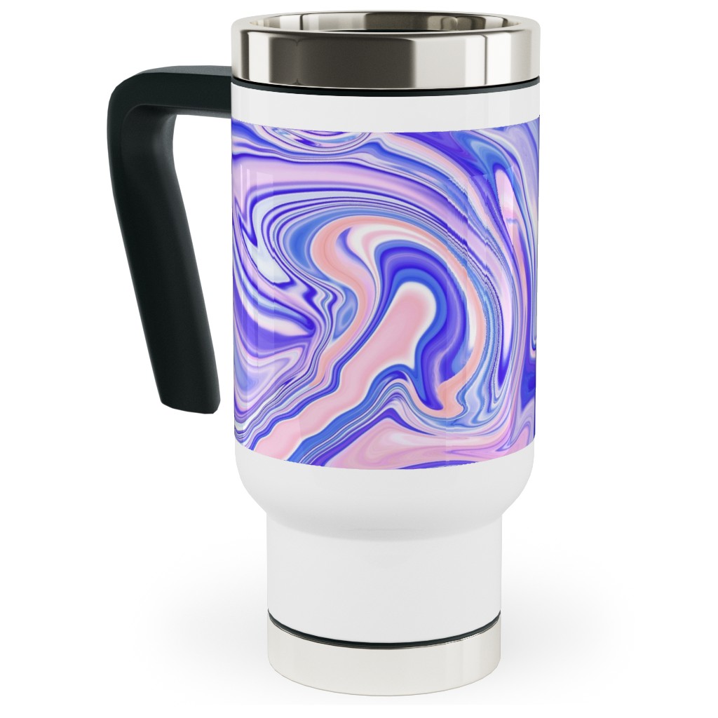Love Spell Marble - Purple Coral Pink Travel Mug with Handle, 17oz, Purple