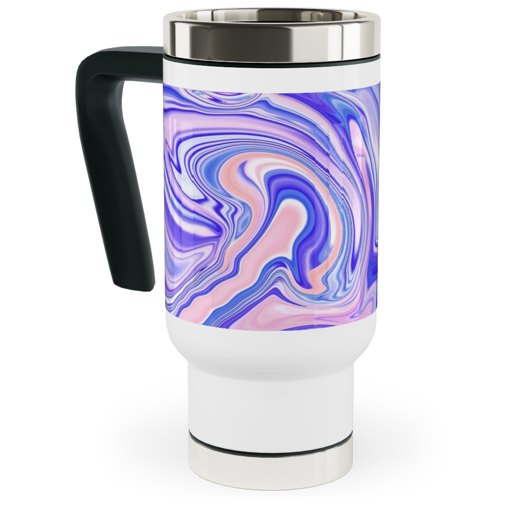 Love Spell Marble - Purple Coral Pink Travel Mug with Handle, 17oz, Purple, Purple