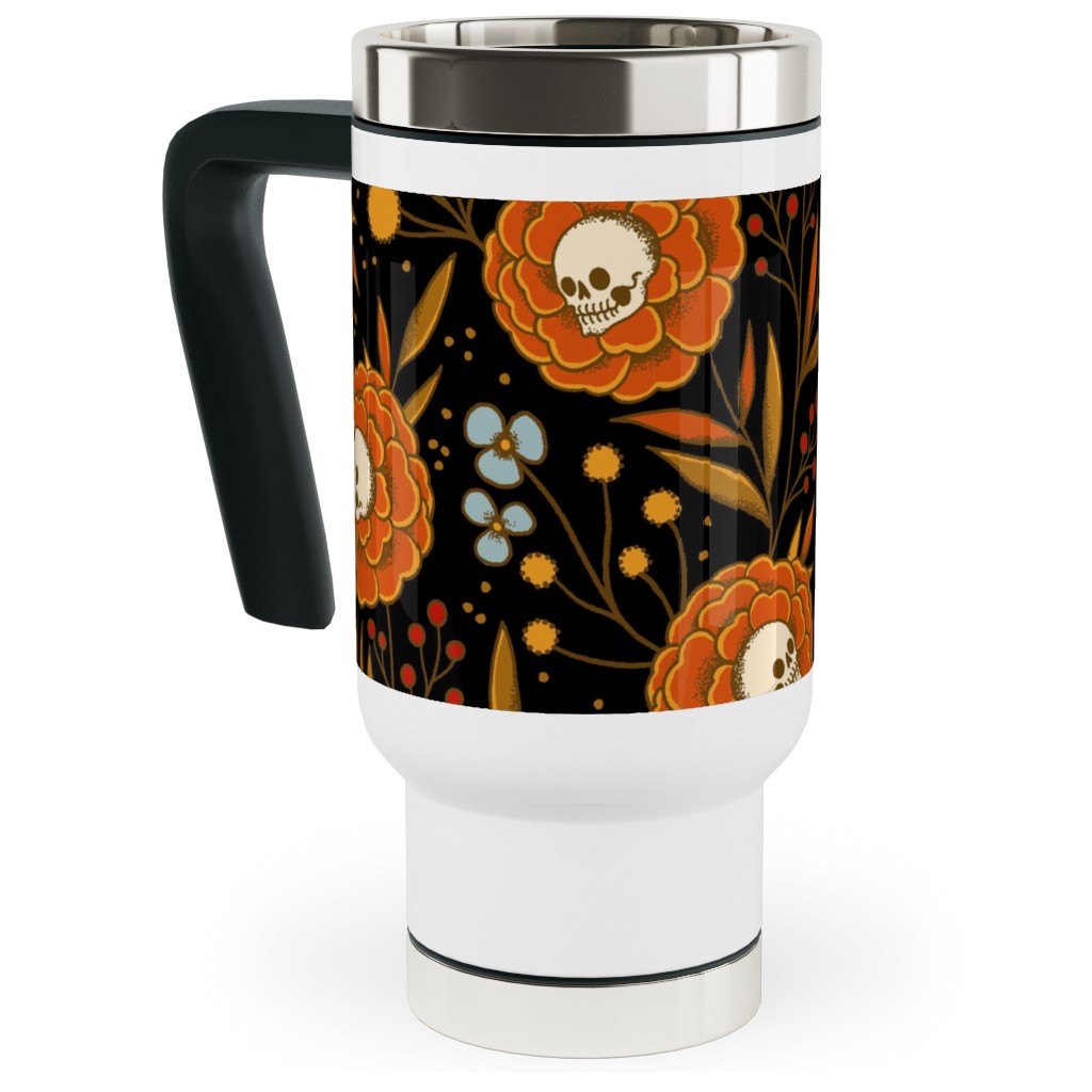 Halloween Floral - Multi Travel Mug with Handle, 17oz, Multicolor