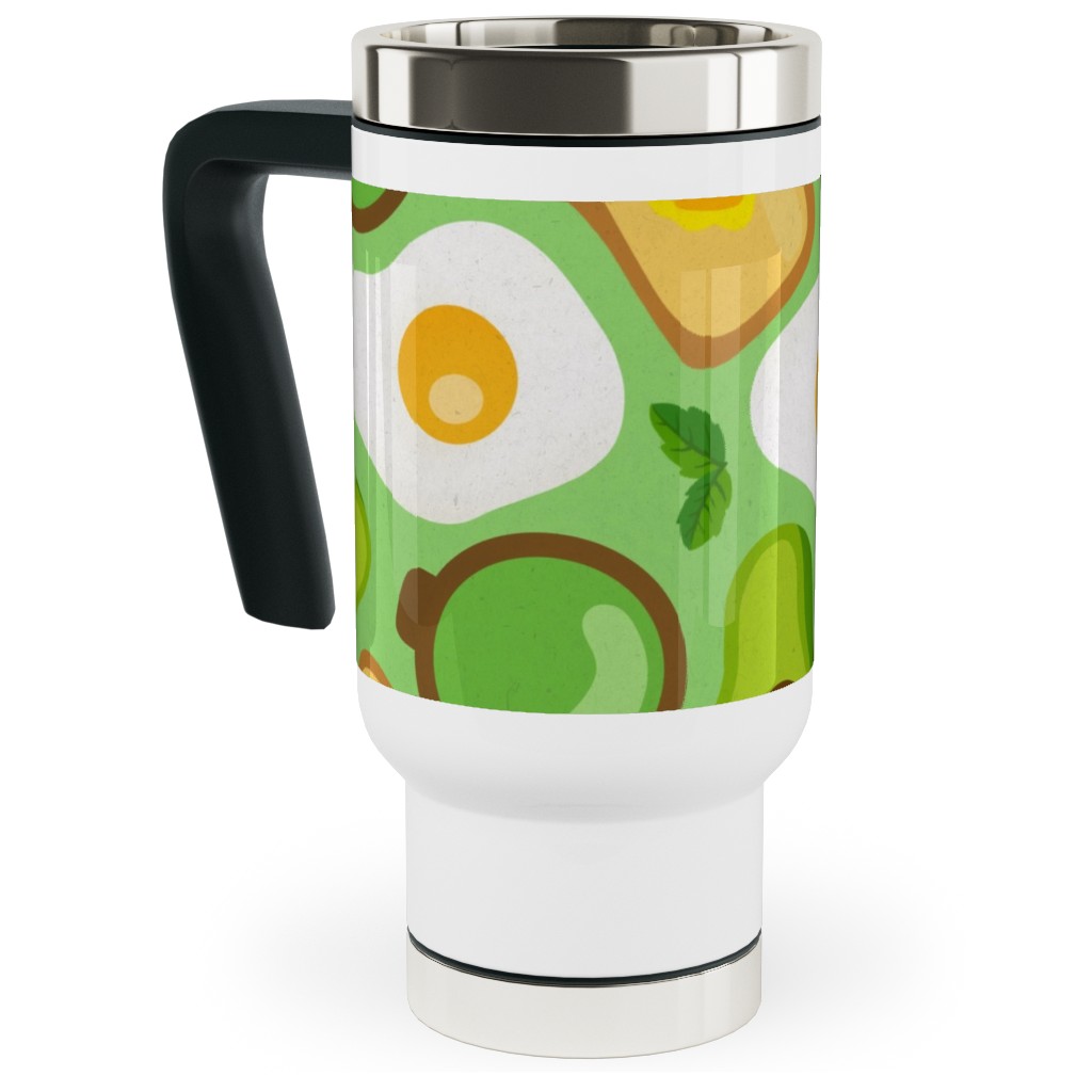 Deconstructed Avocado Toast - Green Travel Mug with Handle, 17oz, Green