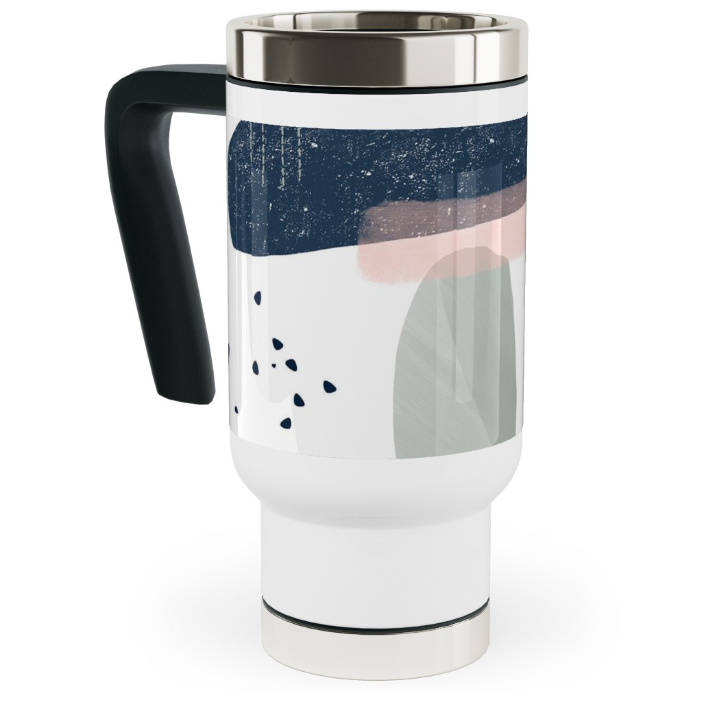 Abstract Minima - Multi Travel Mug with Handle, 17oz, Multicolor