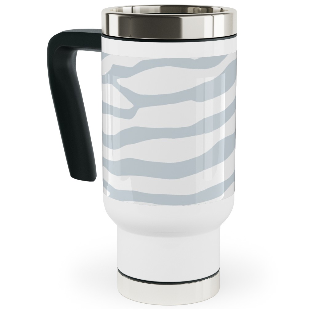 Brackenbury Beach Custom - Blue Travel Mug with Handle, 17oz, Gray, Gray