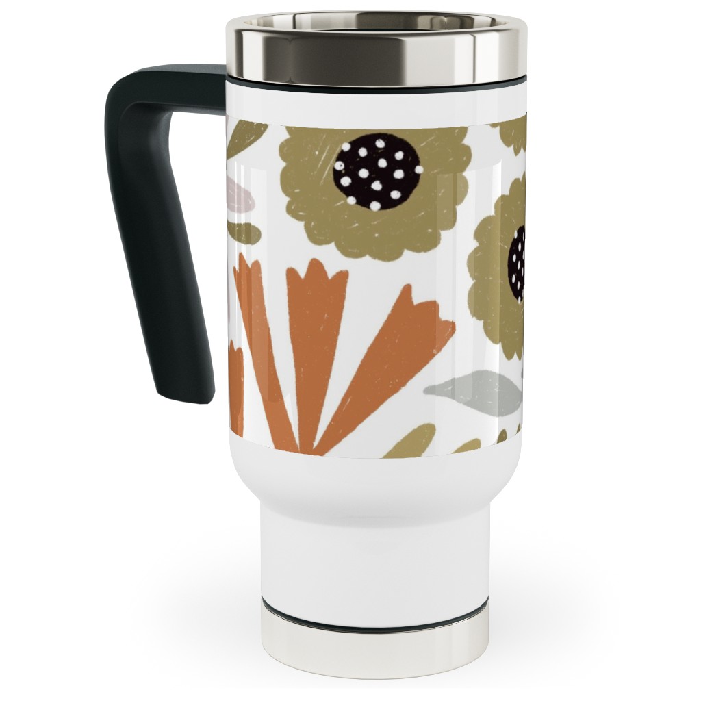 Adeline Floral - Muted Multi Travel Mug with Handle, 17oz, Multicolor