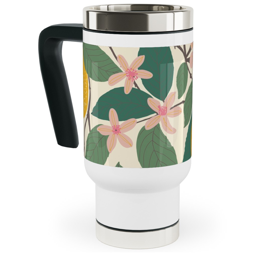 Lemon Tree - Yellow Travel Mug with Handle, 17oz, Yellow, Classic Yellow