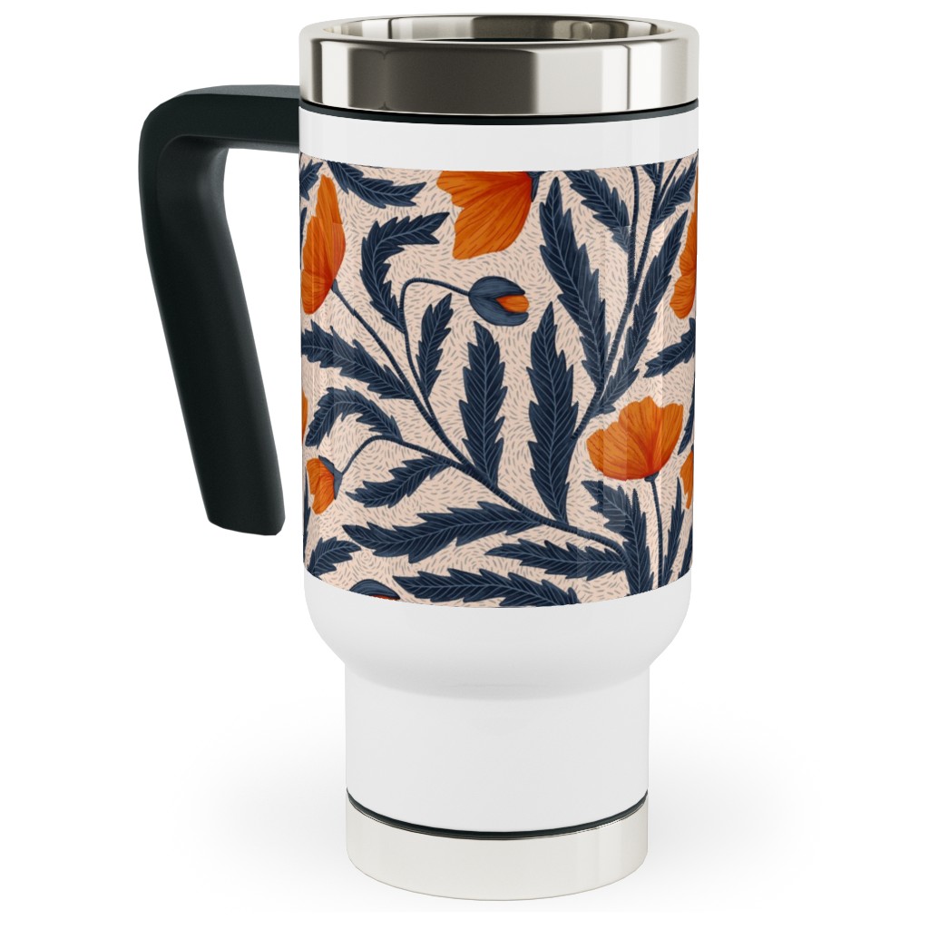 Poppy Flower - Blue and Orange Travel Mug with Handle | Shutterfly