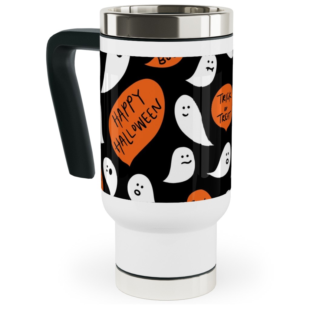 Halloween Ghosts Happy Halloween Travel Mug with Handle, 17oz, Black