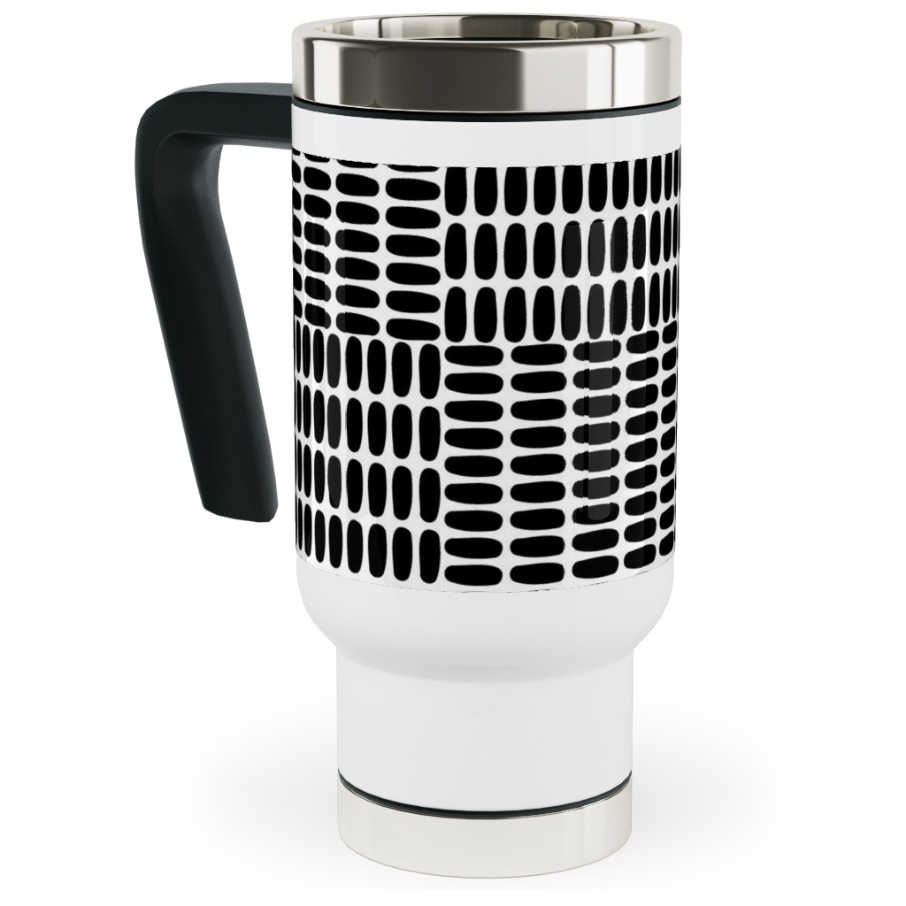 Basketweave - Neutral Travel Mug with Handle, 17oz, Black, Black