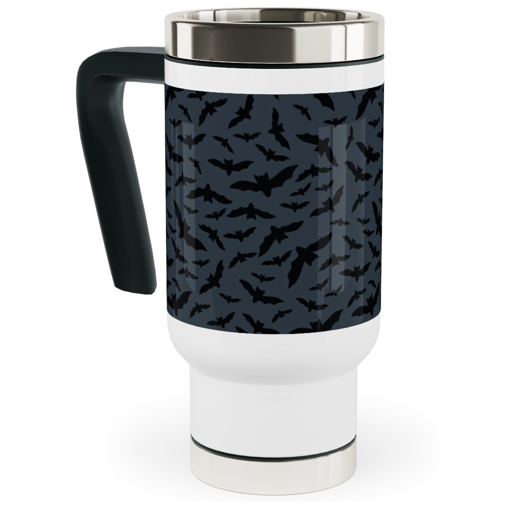 Halloween Black Bats Travel Mug with Handle, 17oz, Black