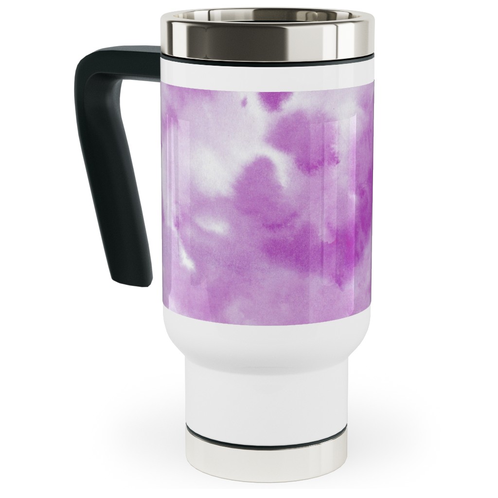 Watercolor Texture - Purple Travel Mug with Handle, 17oz, Purple