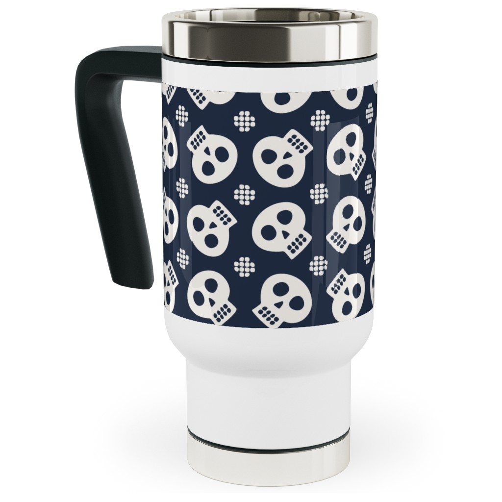 Halloween Skulls Travel Mug with Handle, 17oz, Black, Silhouette