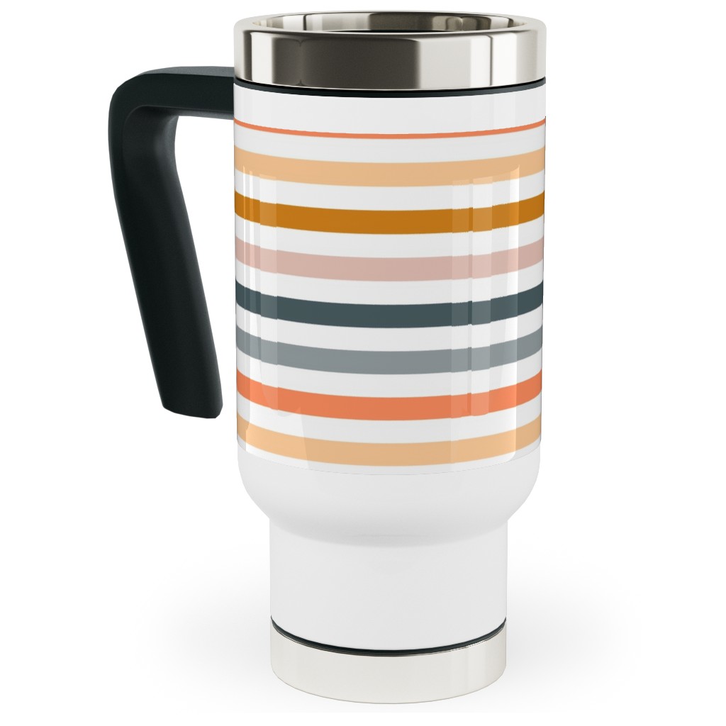 Multicolor Stripes - Warm Travel Mug with Handle, 17oz, Multicolor