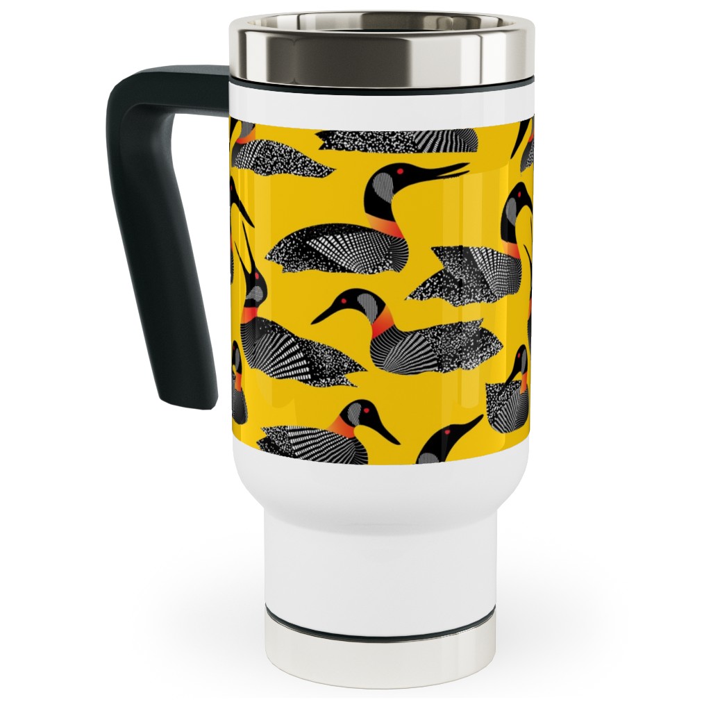 Common Loon of Canada - Yellow Travel Mug with Handle, 17oz, Yellow