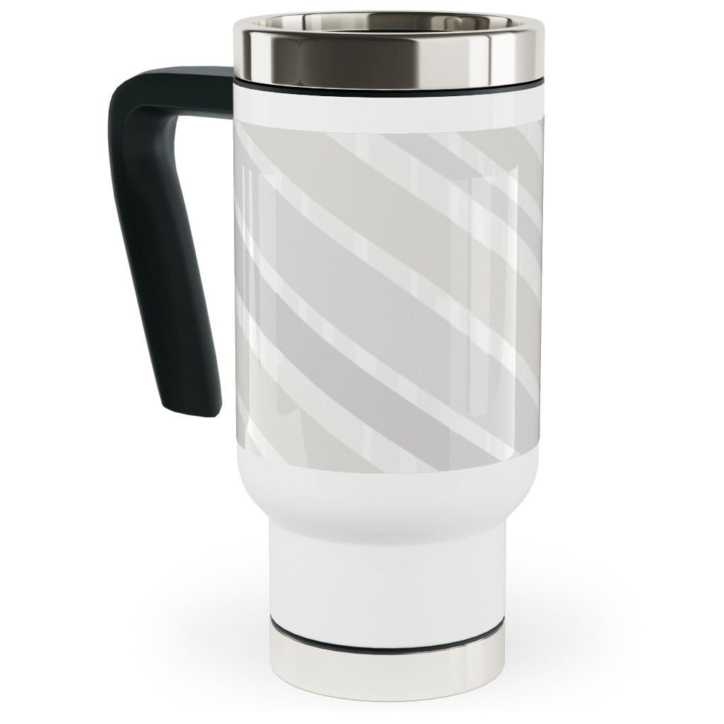 Herringbone Hues Travel Mug with Handle, 17oz, Gray