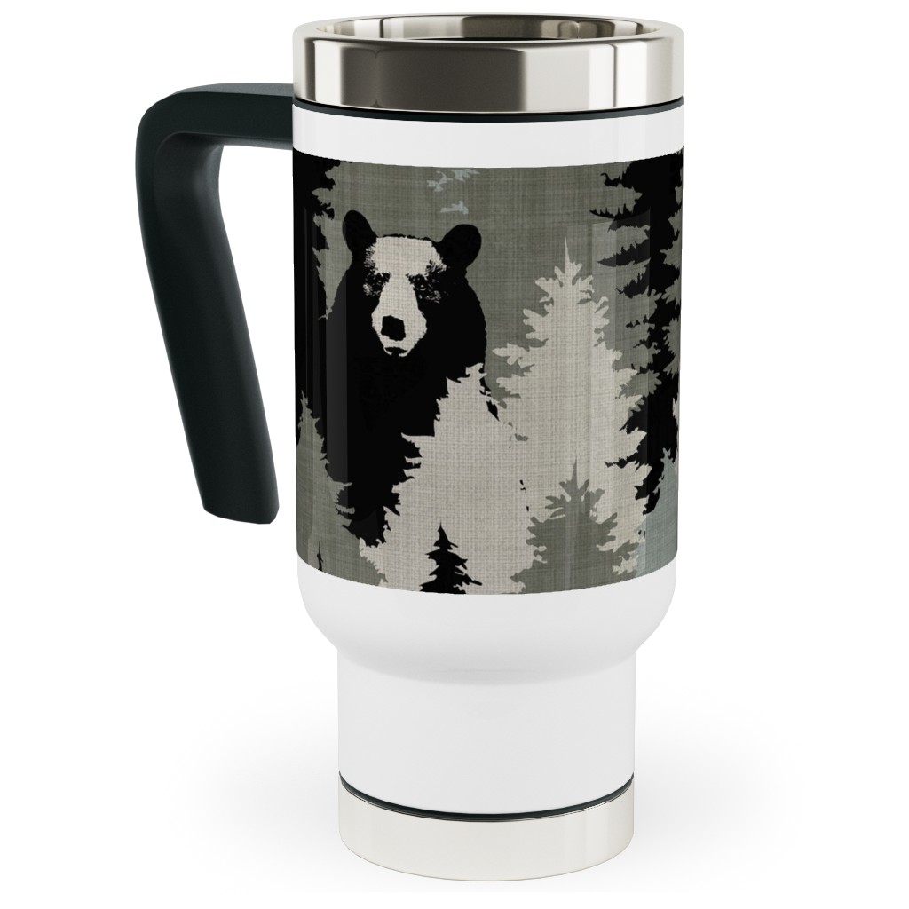 Bears Texture - Green Travel Mug with Handle, 17oz, Green