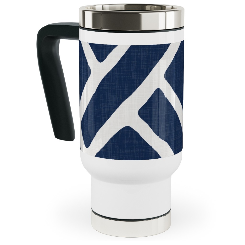 Savannah Trellis Travel Mug with Handle, 17oz, Blue, Silhouette