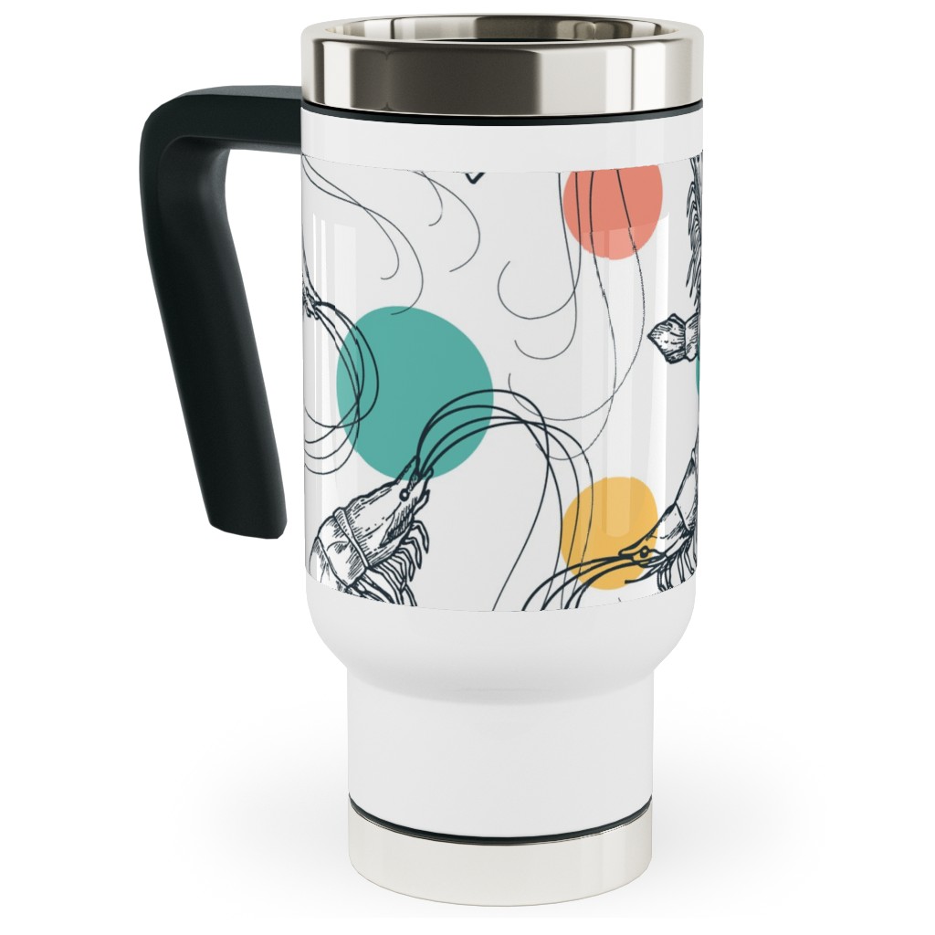 Fun Shrimp - Multi Travel Mug with Handle, 17oz, Multicolor