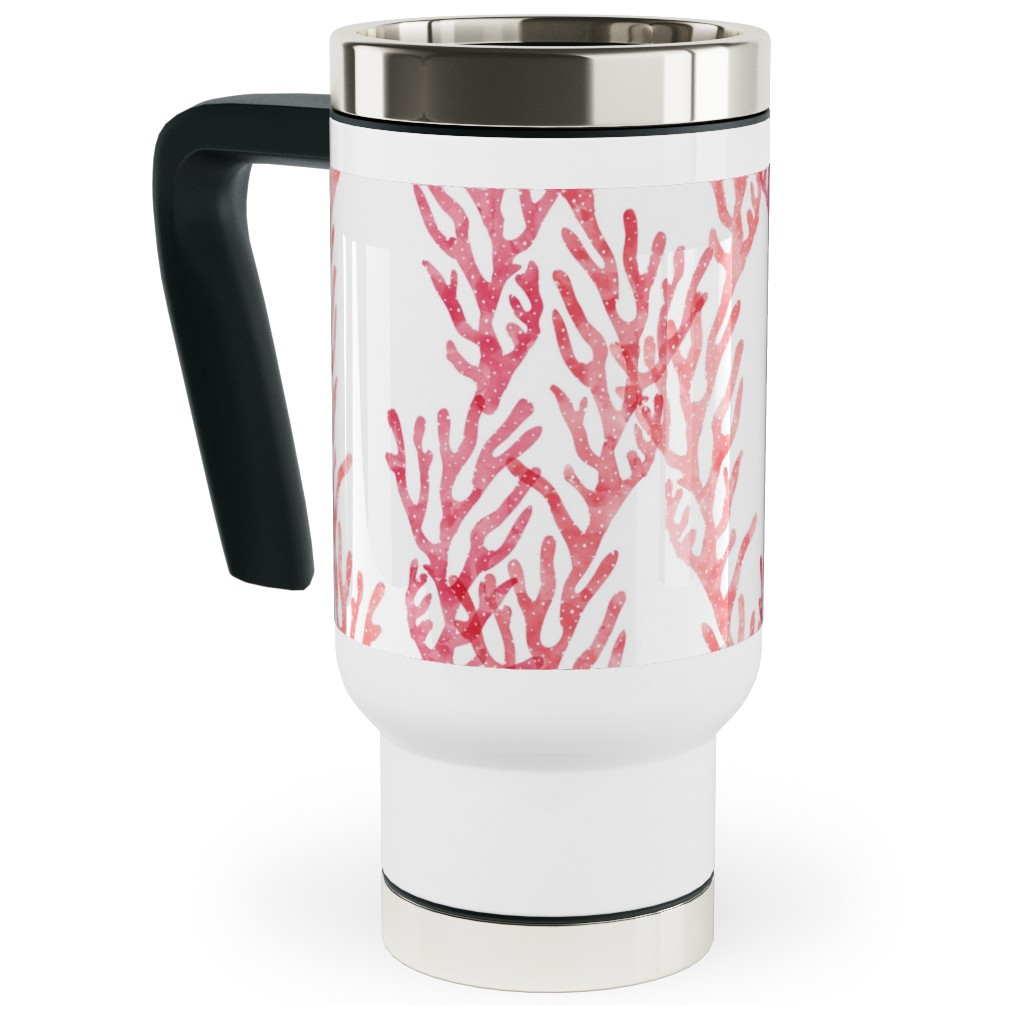 Coral - Pink Travel Mug with Handle, 17oz, Pink