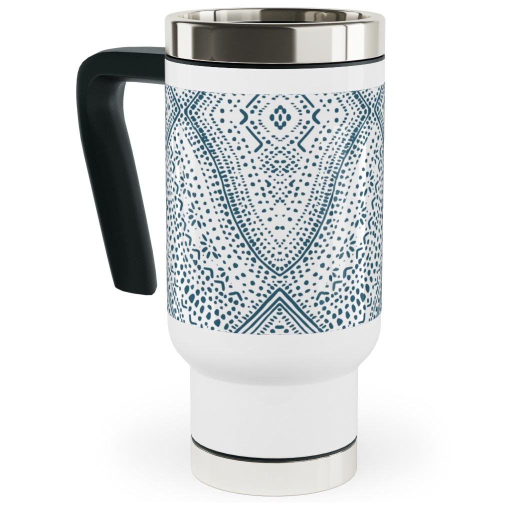 Tribal Dot - Navy Travel Mug with Handle, 17oz, Blue, True Blue