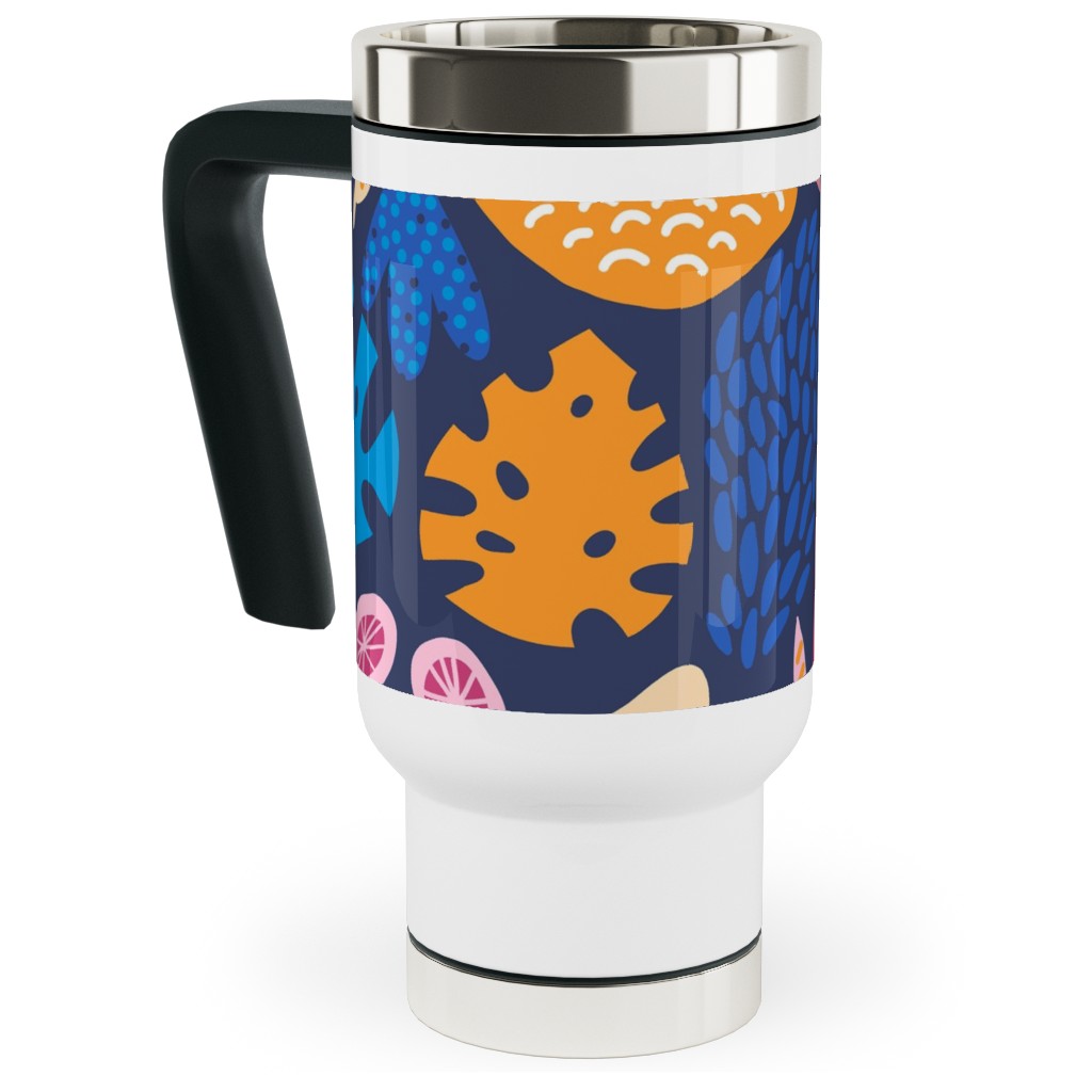 Jungle Pattern - Multi Travel Mug with Handle, 17oz, Multicolor