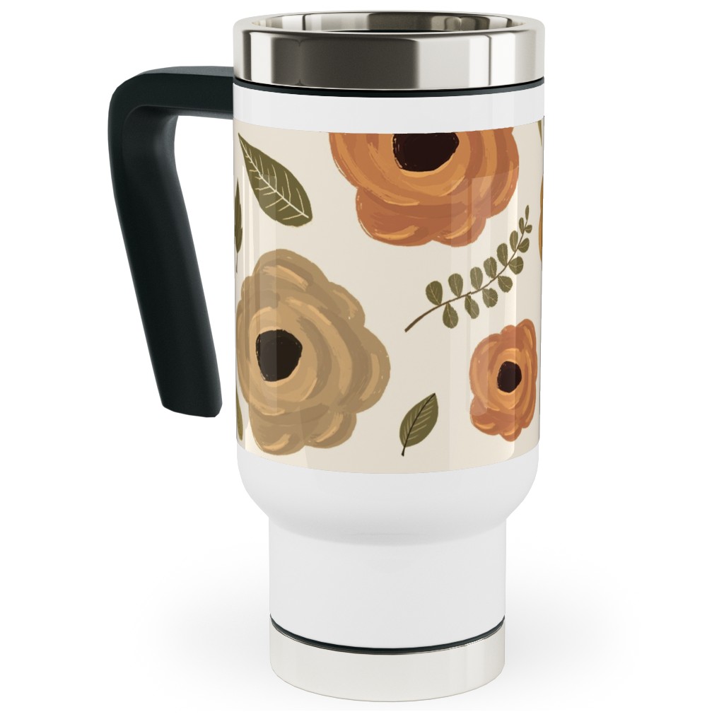 Fall Flowers - Light Travel Mug with Handle, 17oz, Multicolor