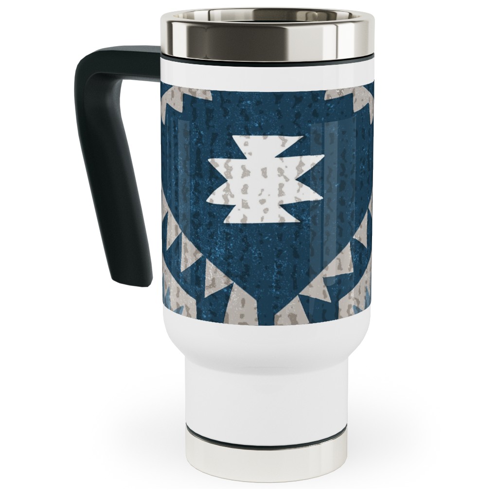 Kilim Me - Blue Travel Mug with Handle, 17oz, Blue, True Blue