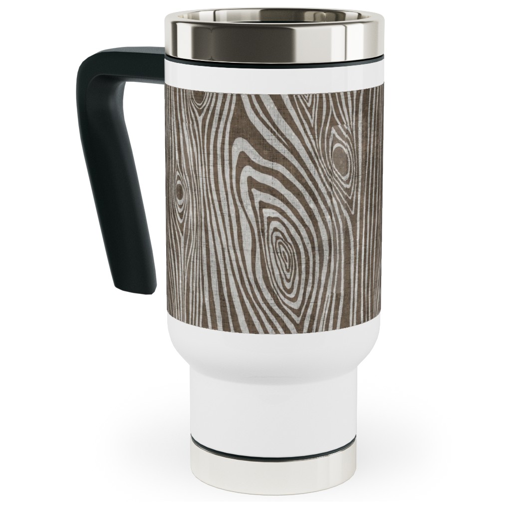 Woodgrain Driftwood Travel Mug with Handle, 17oz, Brown
