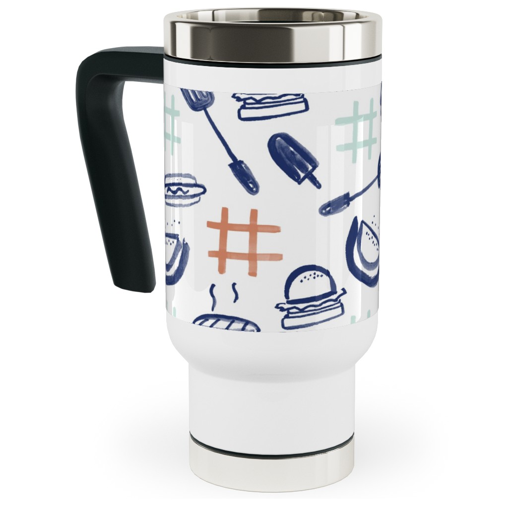 Summer Cookout Travel Mug with Handle, 17oz, Blue