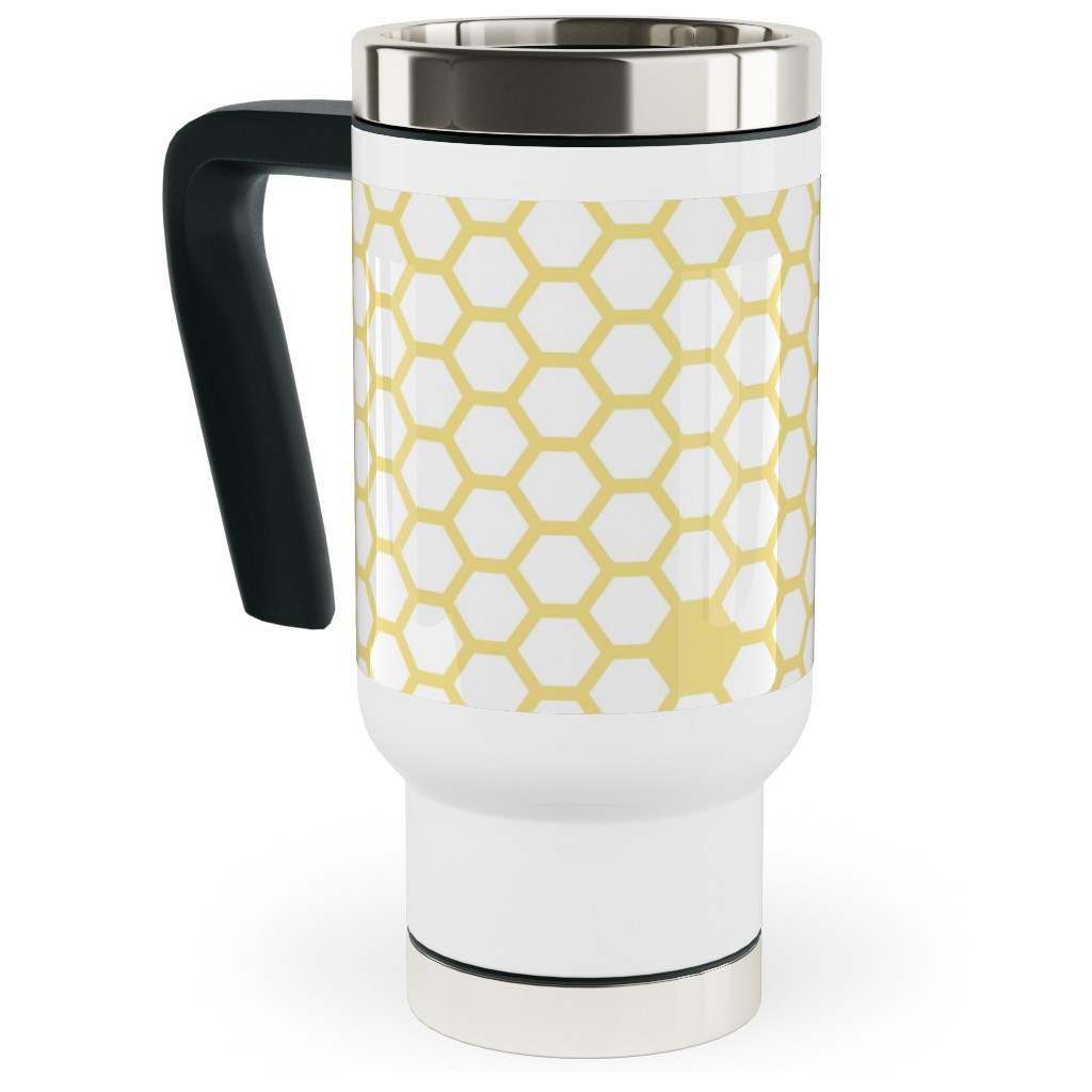 Honeycomb - Sugared Spring - Yellow Travel Mug with Handle, 17oz, Yellow