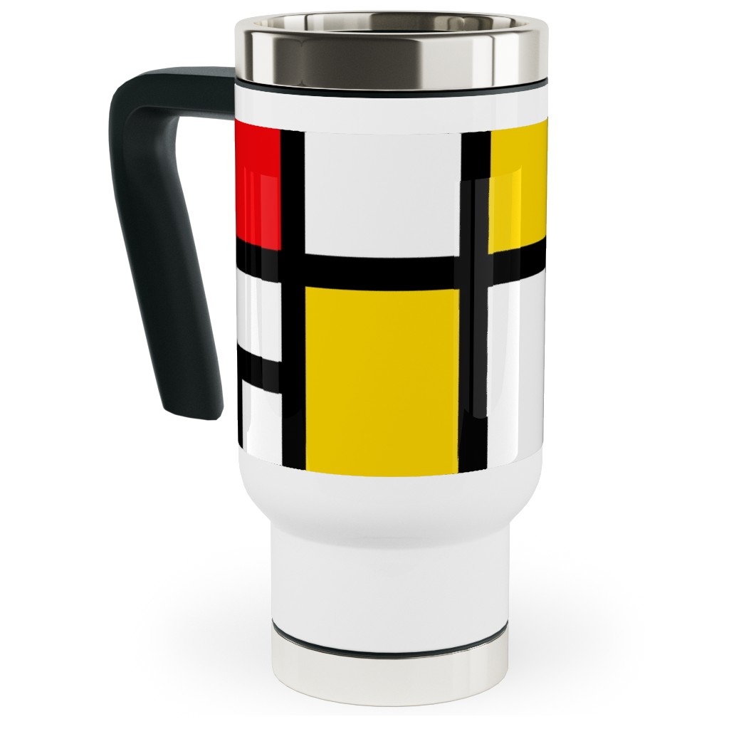 Mondrian Travel Mug with Handle, 17oz, Multicolor