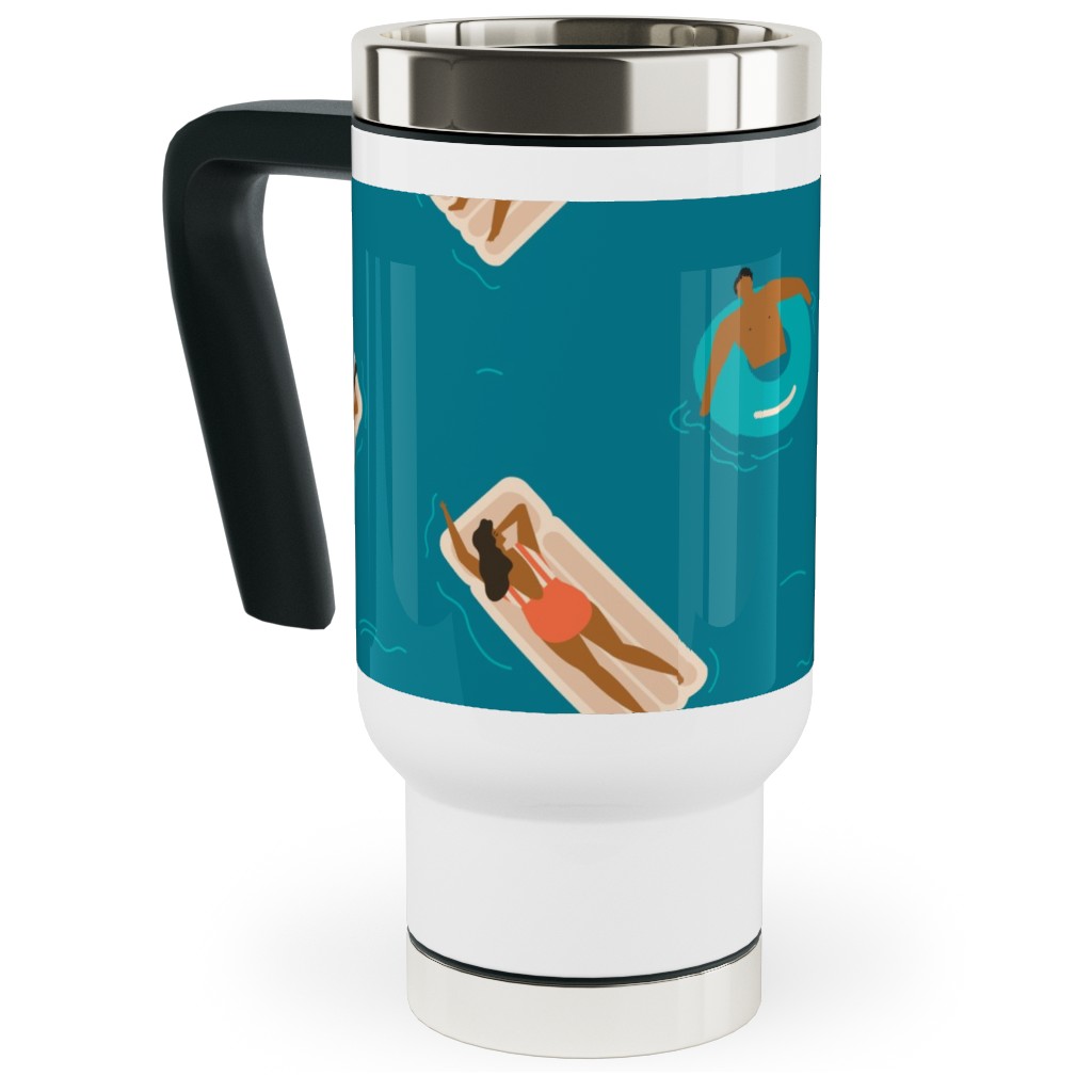 Summertime Travel Mug with Handle, 17oz, Blue