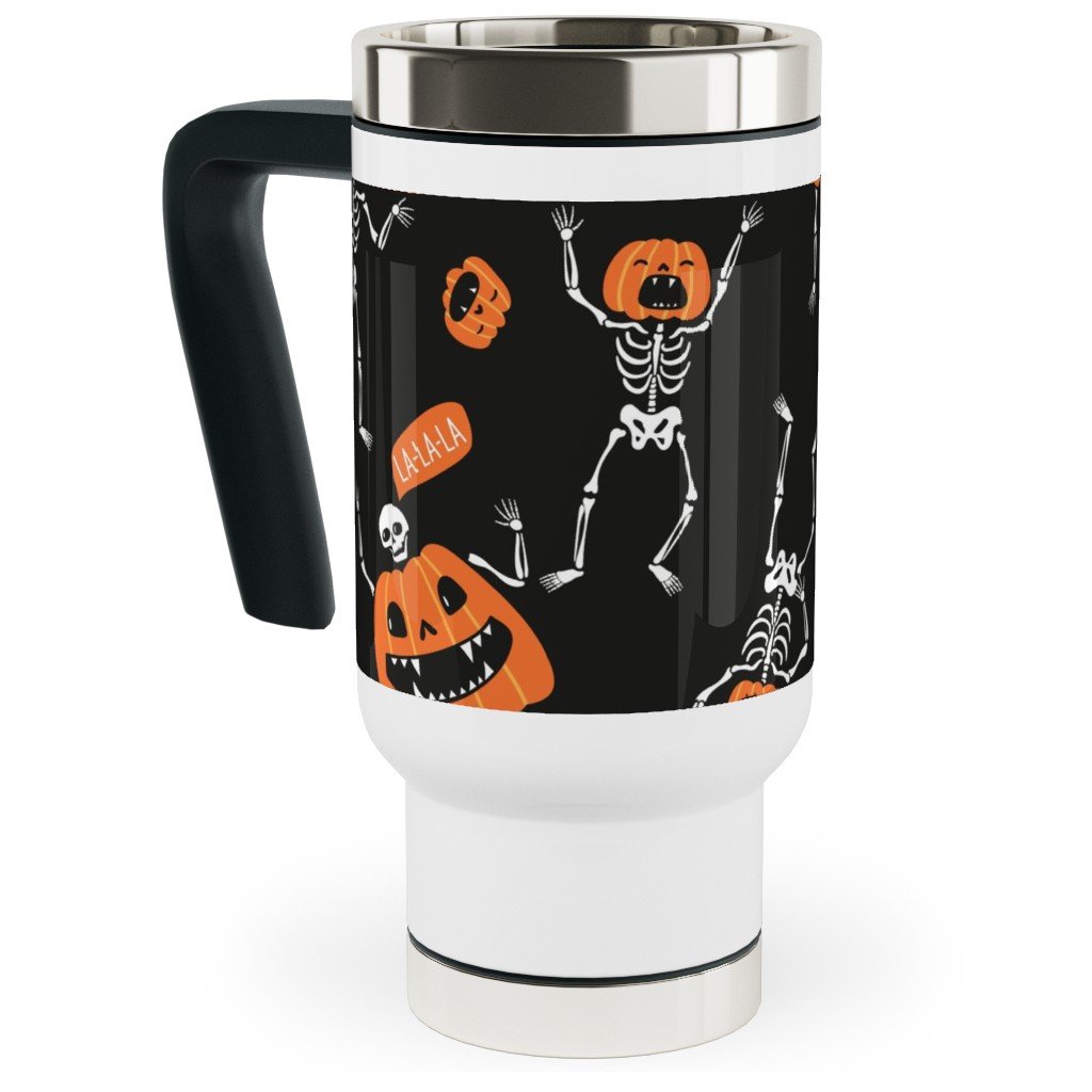 Halloween Party - Black Travel Mug with Handle, 17oz, Orange