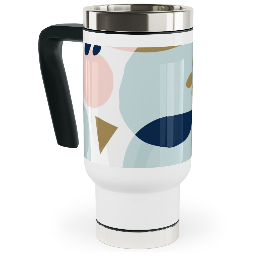 Sun Burst Abstract Travel Mug with Handle, 17oz, Multicolor