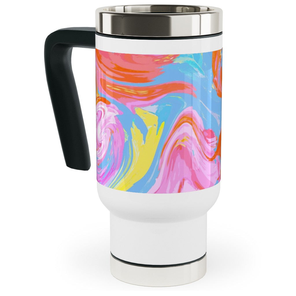 Summer Splash Travel Mug with Handle, 17oz, Multicolor