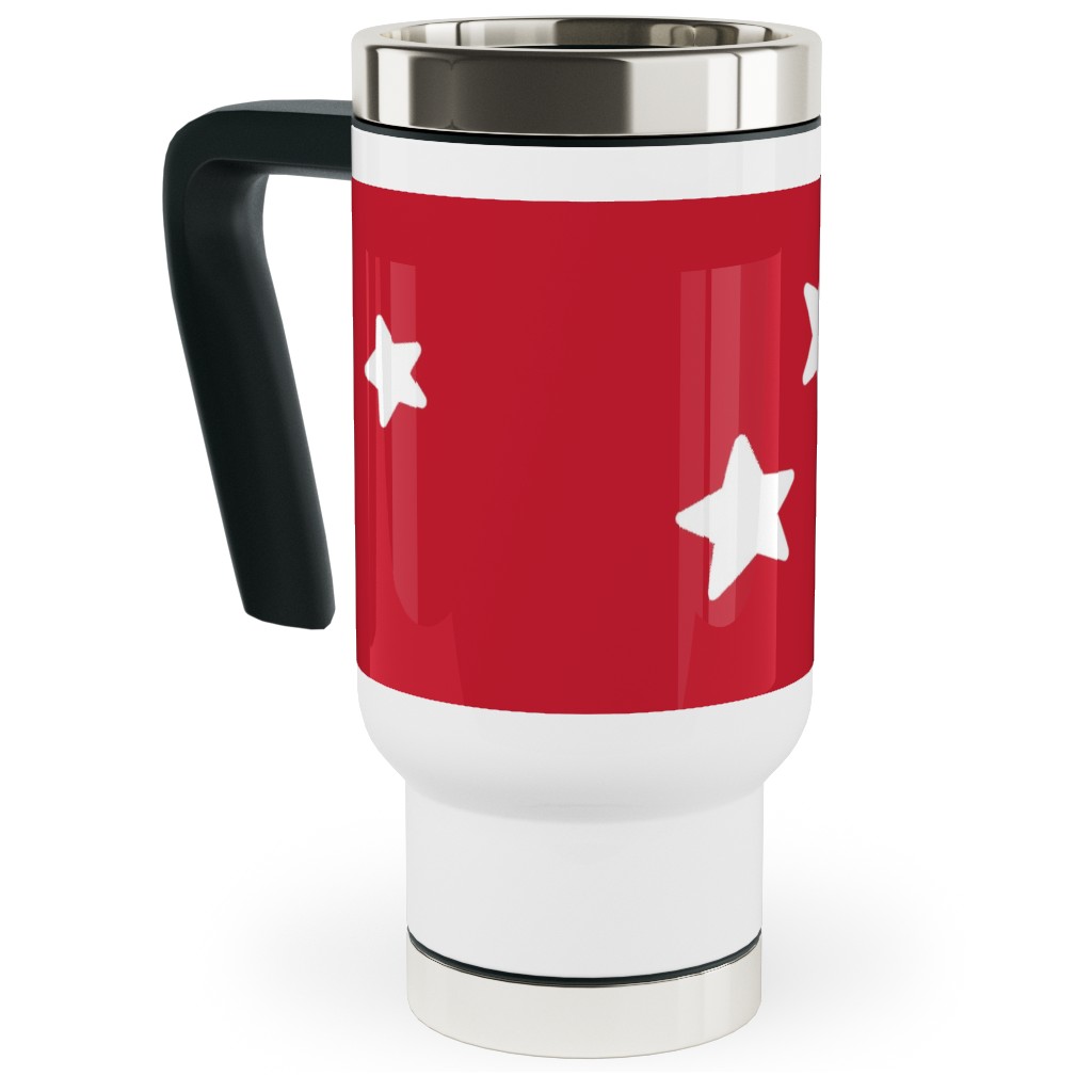 Stars Travel Mug with Handle, 17oz, Red, Cherry